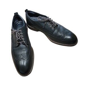 Cole Haan Grand OS Size 8 1/2 Black Leather Wingtip Oxford Shoes, Lace Tie